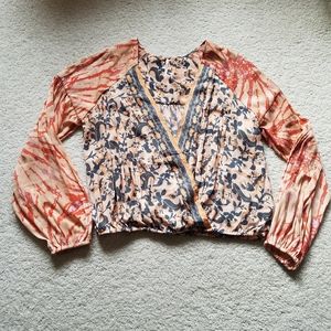 Beautiful Free People Floral Faux-Wrap Top, Size L